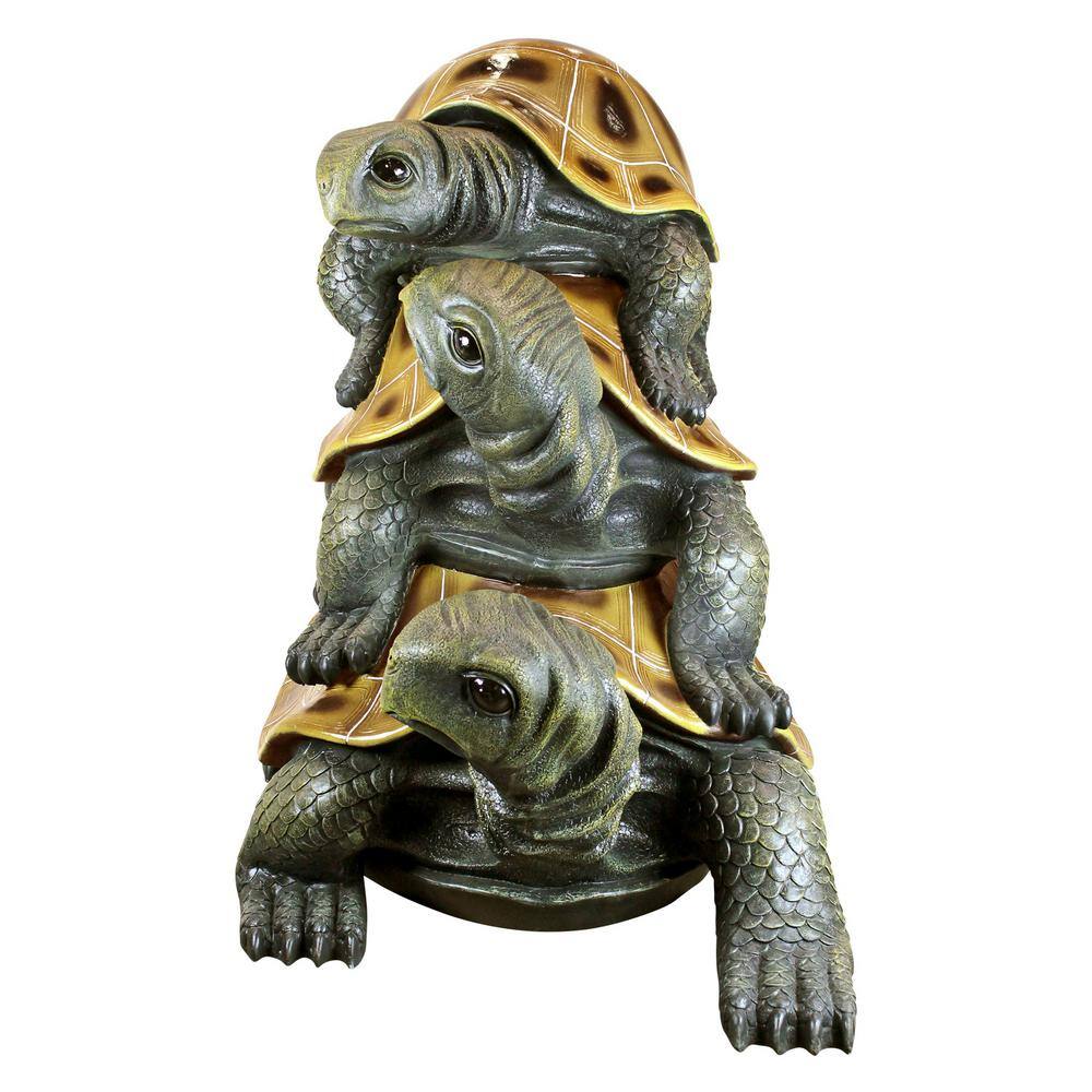 Giant Hand-Painted Resin Stacked Turtle Garden Statue