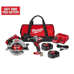 M18 18V Lithium-Ion Brushless Cordless Hammer Drill and Circular Saw Combo Kit (2-Tool) with Two 4.0 Ah Batteries