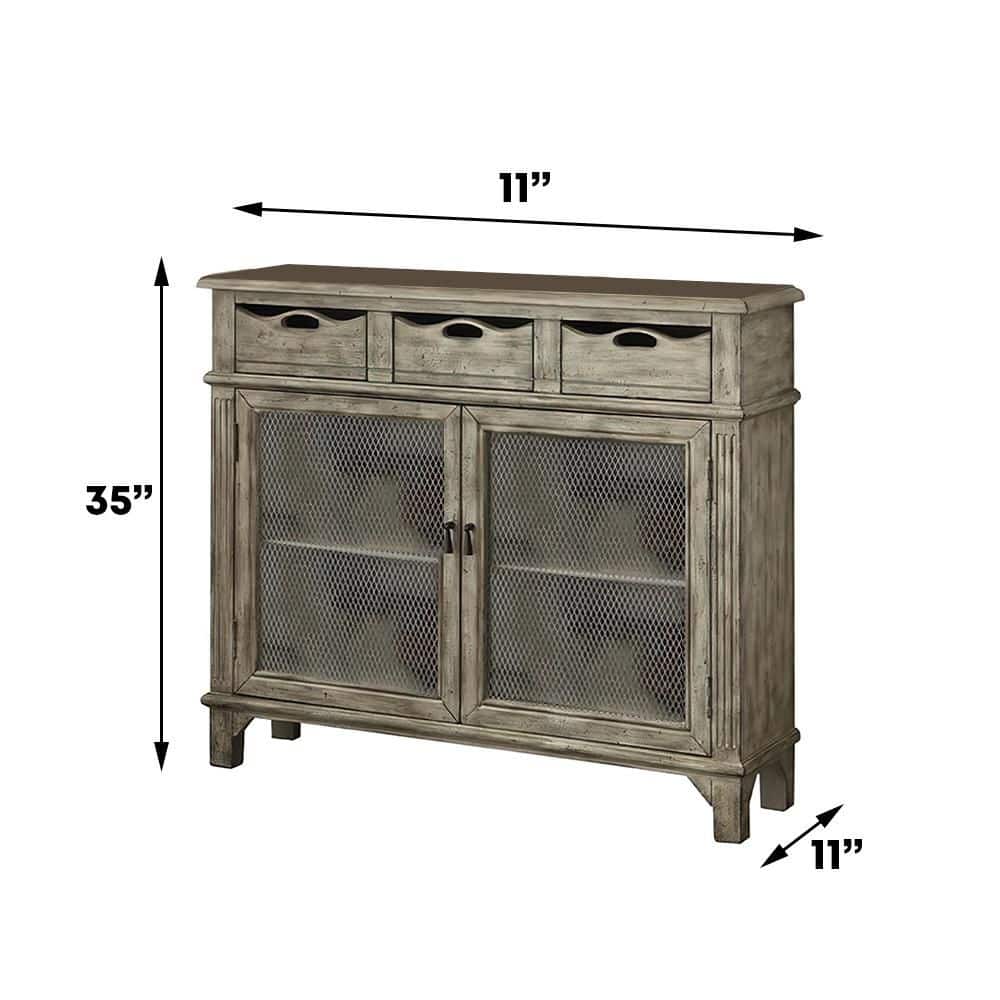 42" Gray Wood and Metal Console Table with Storage