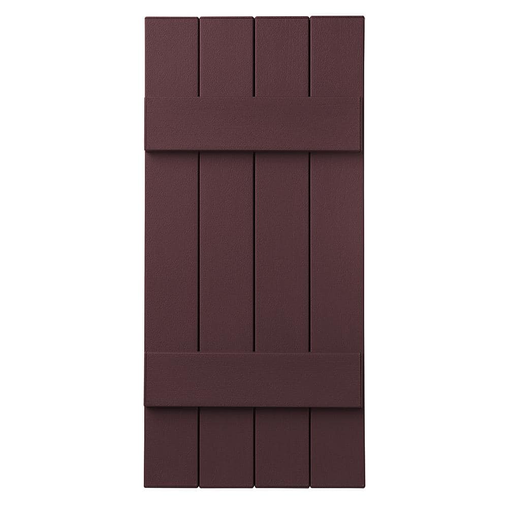 15 in. x 39 in. Polypropylene 4-Board Closed Board and Batten Shutters Pair in Vineyard Red