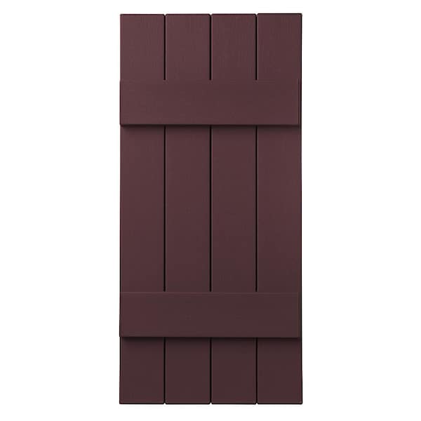 Ply Gem 15 in. x 39 in. Polypropylene 4-Board Closed Board and Batten Shutters Pair in Vineyard Red