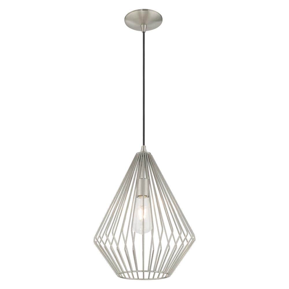 Contemporary Mini Pendant Light with Brushed Nickel Geometric Shade