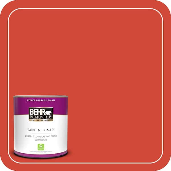 BEHR PREMIUM PLUS 1 qt. #P180-7 Top Tomato Eggshell Enamel Low Odor Interior Paint & Primer