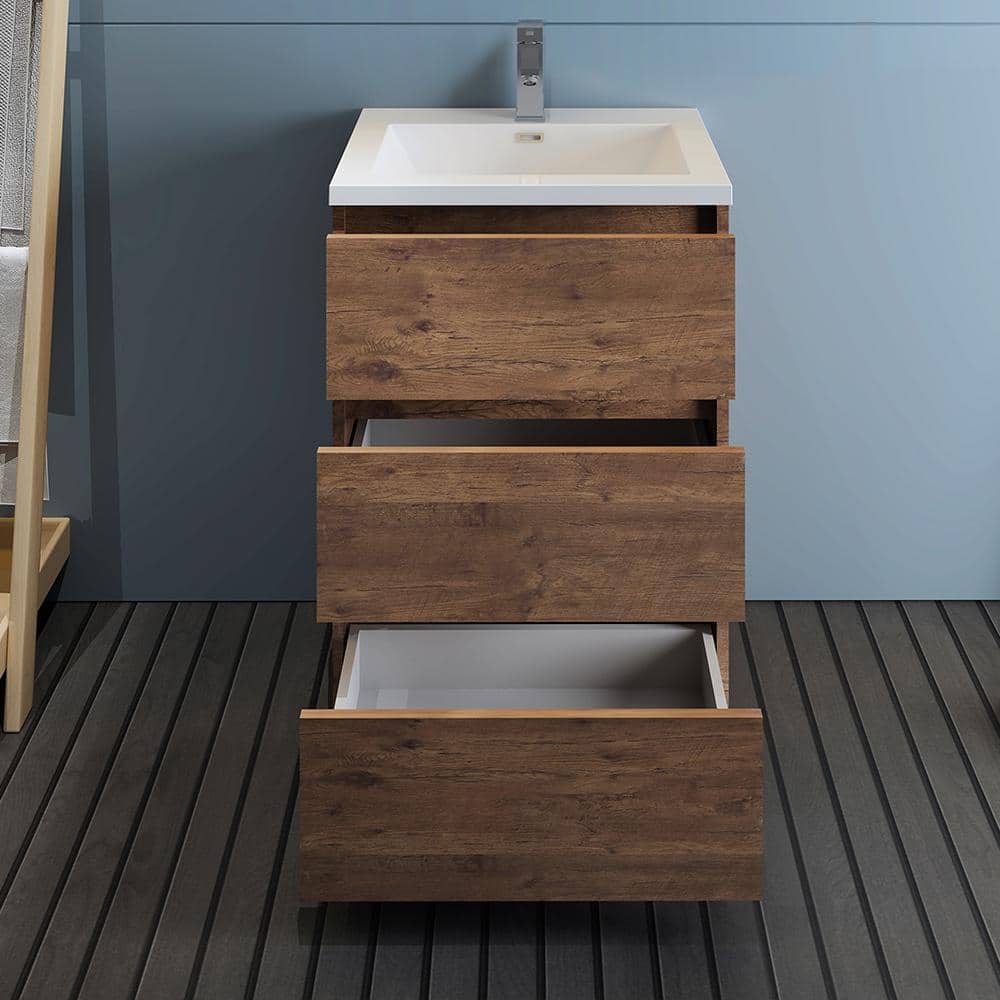Lazzaro 24" Rosewood Free Standing Single Basin Vanity with Acrylic Top