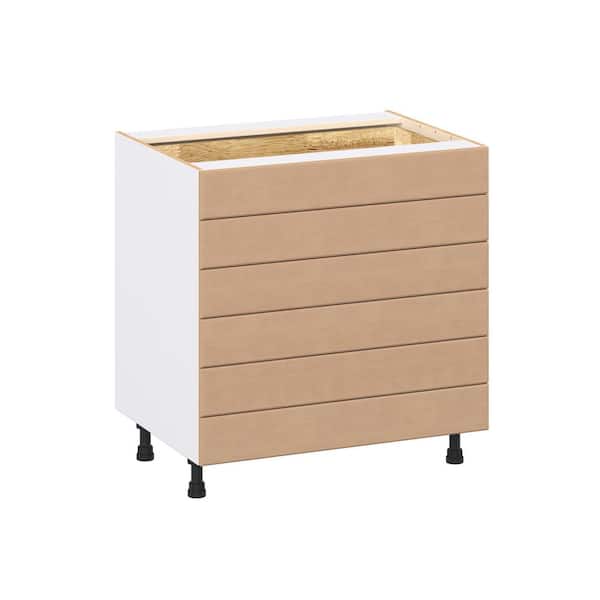 Lakewood Sugar Cookie Shaker Assembled Base Kitchen Cabinet with 6 Drawer (33 in. W x 34.5 in. H x 24 in. D)