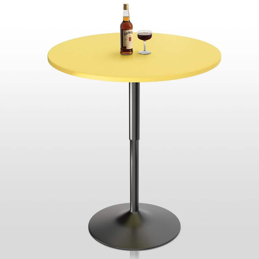 Yellow Round Wood Bar Height Outdoor Bistro Table with Adjustable Black Stand (Dia. 31.5 in. ) price history on PriceWatchPro