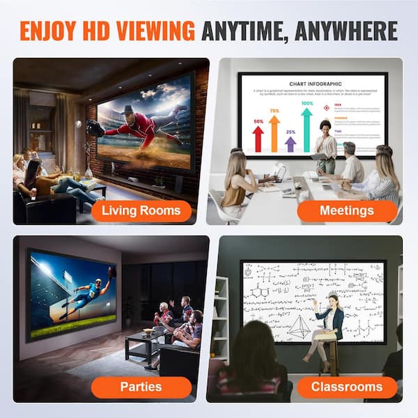 SKYSHALO Projector Screen Fixed Frame 110 in. Diagonal 16:9 4K HD