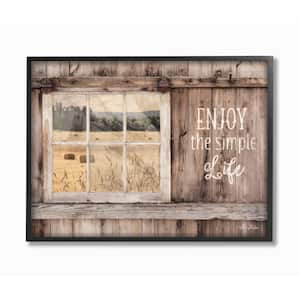 11 in. x 14 in. "Enjoy the Simple Life Rustic Barn Window Distressed Photograph Black Framed Wall Art" by Lori Deiter