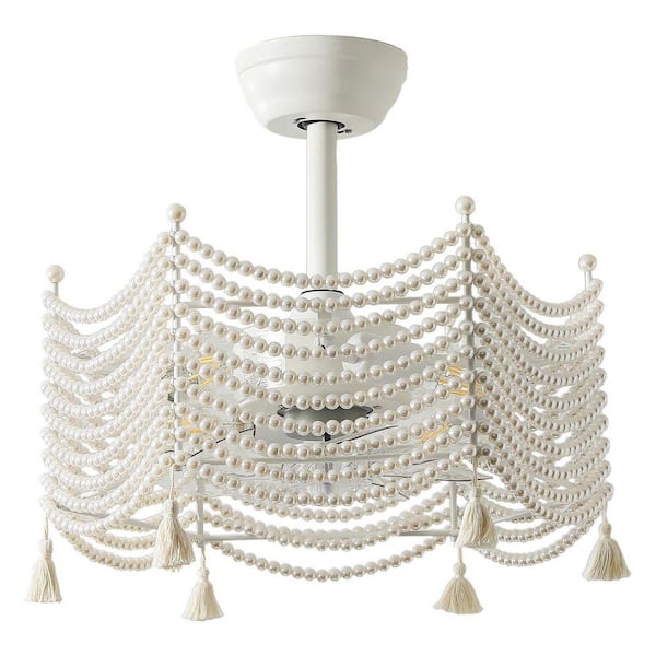 18.90 in. 4-Light Indoor White Pearl Boho Ceiling Fan with Lights and Remote