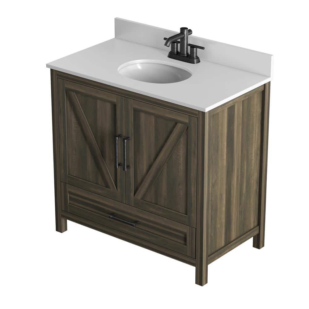 Canyon Lake Pine 36" Single Bathroom Vanity with White Stone Top