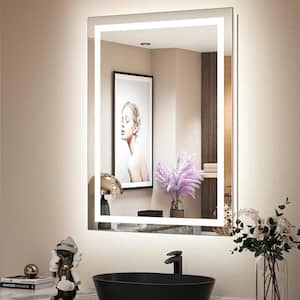96 in. W x 36 in. H Rectangular Frameless Front and Back Lighted Anti-Fog Wall Bathroom Vanity Mirror, Tempered Glass