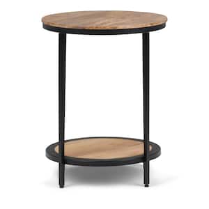 Jenna Industrial 18 in. Wide Metal Round Accent Side Table in Natural