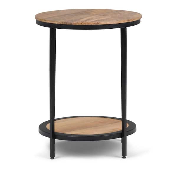 Simpli Home Jenna Industrial 18 in. Wide Metal Round Accent Side Table in Natural