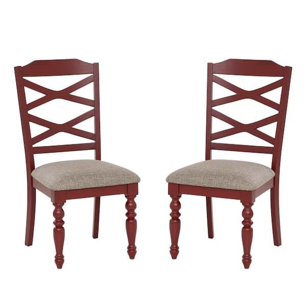 Aster Red Fabric Seat Dining Side Chair Set of 2