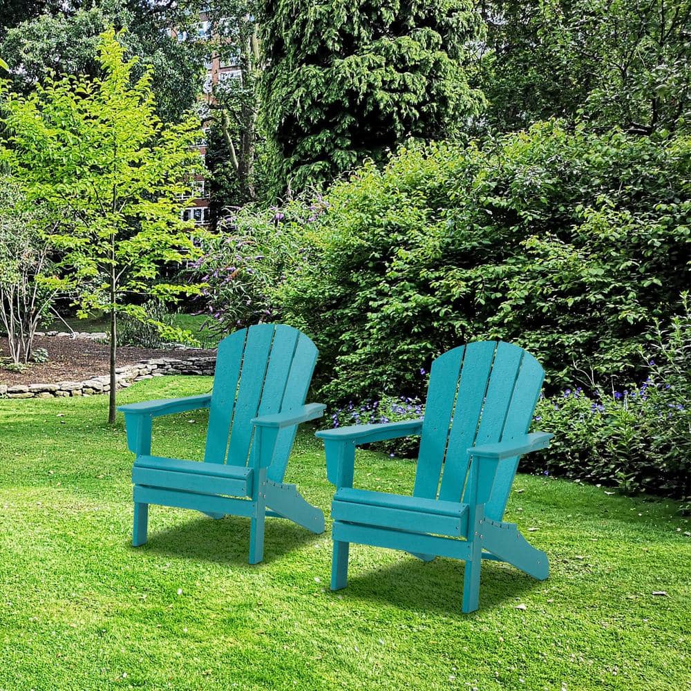 Zeus & Ruta Blue HDPE DPE Plastic Resin Outdoor Patio Adirondack