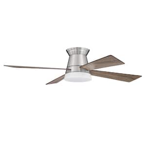 Revello 52 in. Indoor Brushed Polished Nickel Ceiling Fan with Integrated LED Light & Remote/Wall Control Included