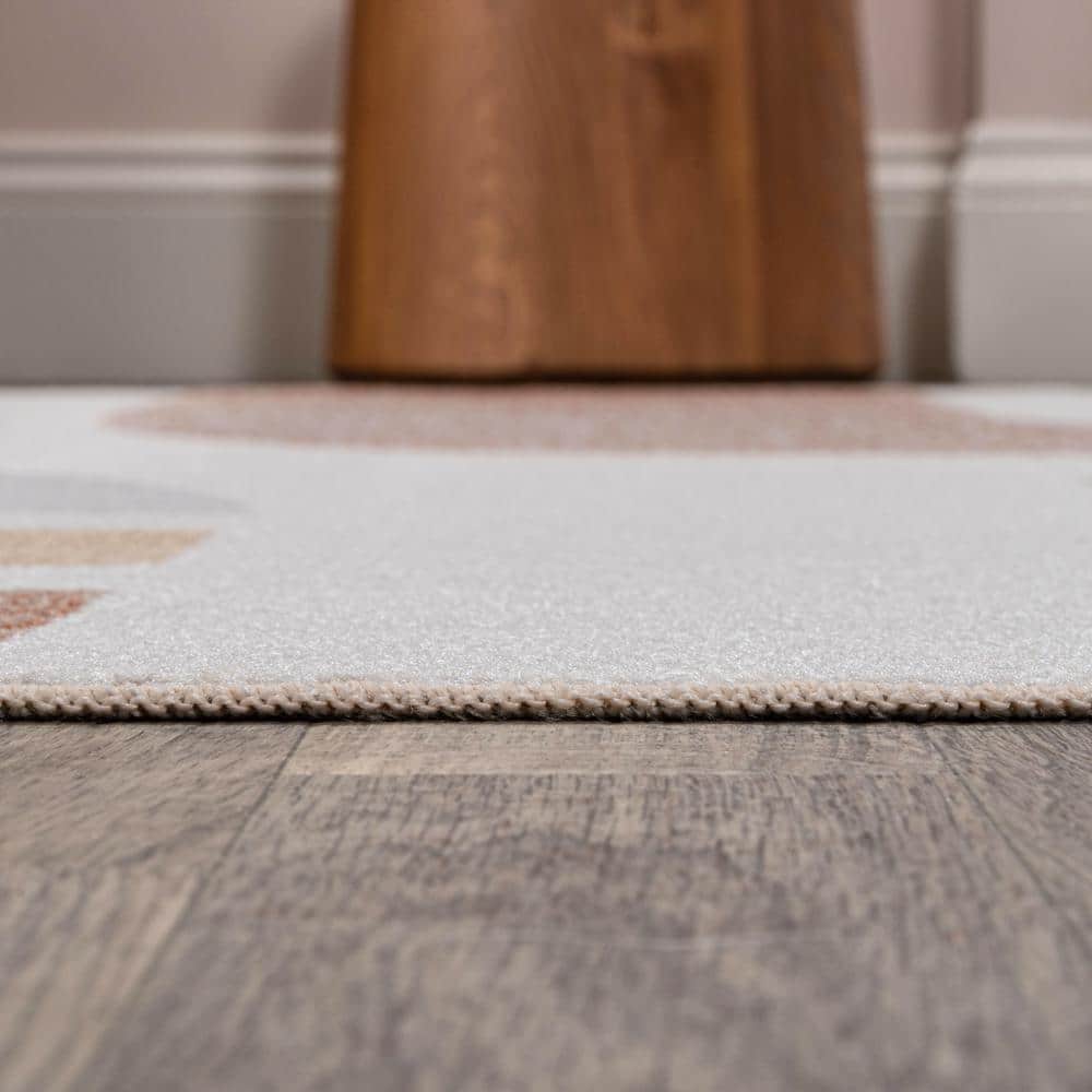 Cream and Multi Abstract Washable Kids Area Rug 4' x 6'