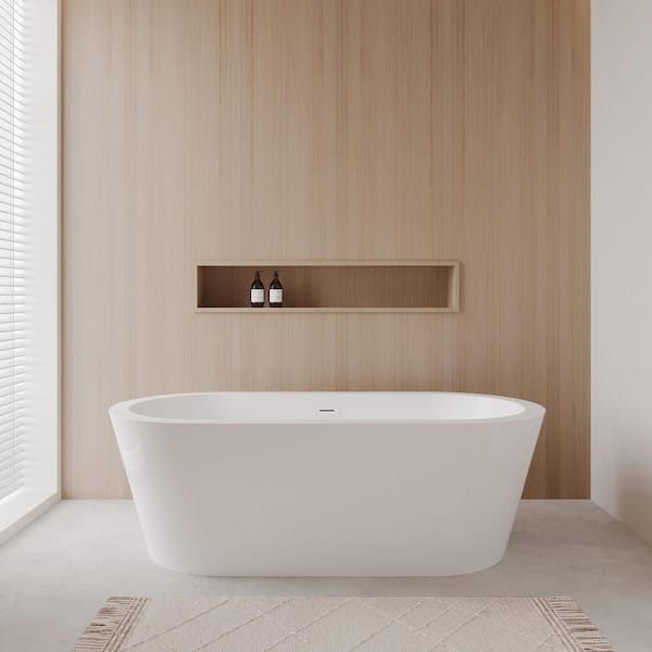 Mermaid 71 in. Acrylic Flatbottom Bathtub in White with Shiny White Trim