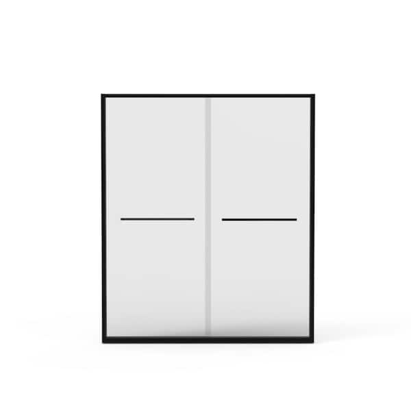 56-60 in.W x 70 in.H Semi-Frameless Sliding Glass Shower Door in Matte Black With 5/16 in.(8mm) Clear Tempered Glass