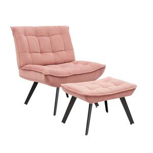 Modern Pink Soft Velvet Material Chairs With Black Legs (Set of 2)