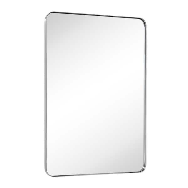 TEHOME Kengston 30 in. W x 40 in. H Rectangular Stainless Steel Framed Wall Mounted Bathroom Vanity Mirror in Brushed Nickel