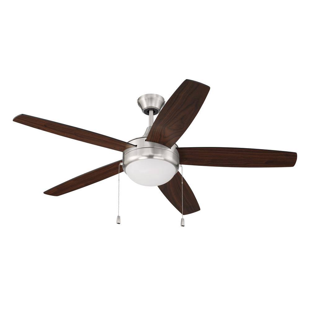 Brushed Nickel 52" Ceiling Fan with Walnut Blades and LED Light