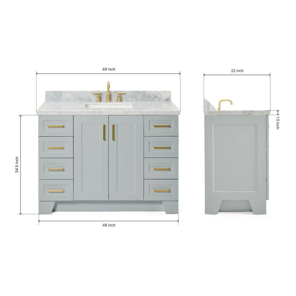 Gray Freestanding Single Sink Vanity with Marble Top