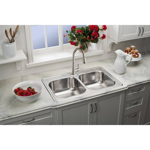 Elkay Dayton Drop-in Stainless Steel 33 in. 1-Hole Double Elkay Dayton Drop-in Stainless Steel 33 in. 1-Hole Double