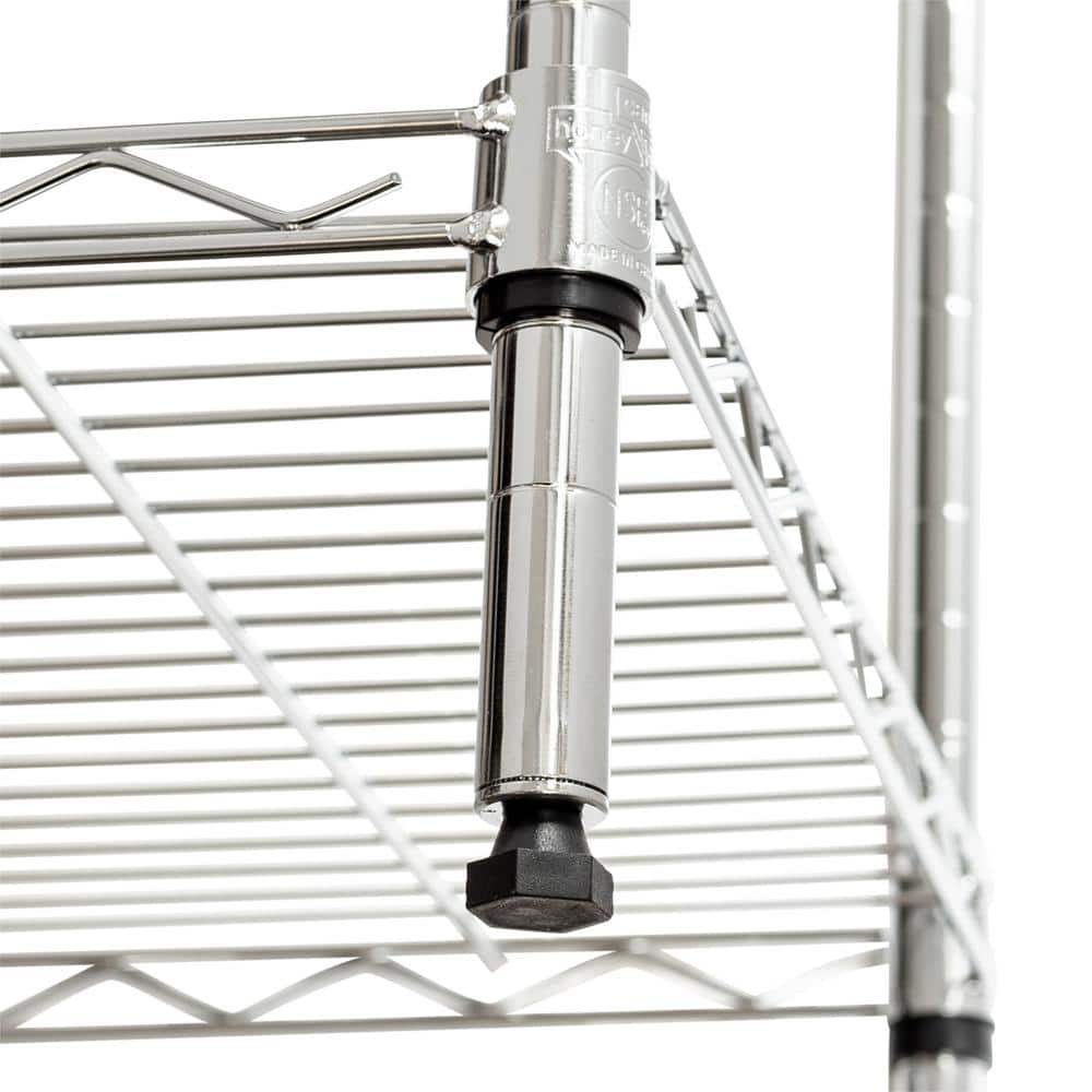 Adjustable Gray Steel Kitchen Rack with Wire Grid Shelves
