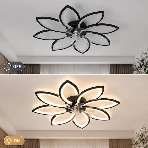 Genoci 36.22 in. Indoor Black Modern Flower Low Profile Standard