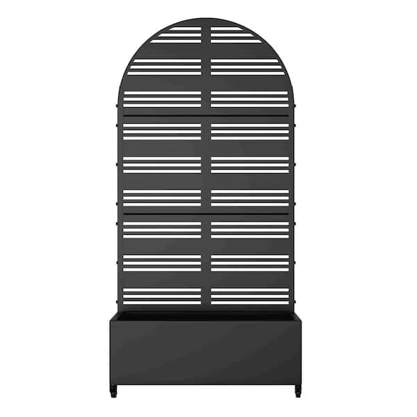 SpassWay 6 ft. H x 3ft. W Metal Planter Box Privacy Screen Garden Bed with Trellis and Wheels-Black