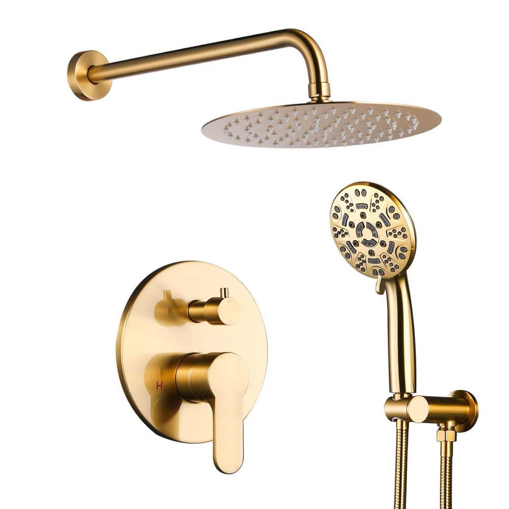 Wall Mount 8-Spray 10 in. Fixed Shower Head and Handheld Shower Head in Gold price history on PriceWatchPro