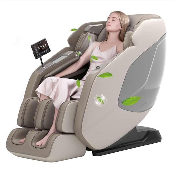 PS-5200 4D Faux Leather Massage Chair Full Body, Negative Ion Purification, Aromatherapy, 20 Auto Modes, Brown