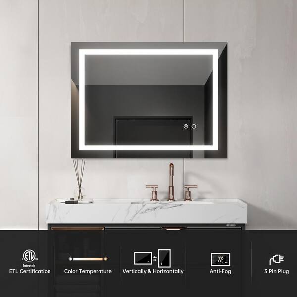 Smart 3 Color Change LED Bathroom Wall Mirror Demist Light Vanity Mirror Antifog 