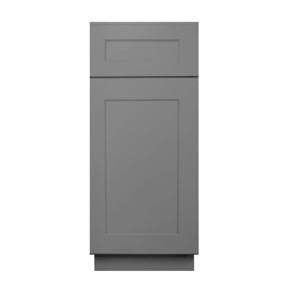 HOMEIBRO Newport Light Grey Plywood Shaker Style Stock 1-Door 1-Drawer Base Kitchen Cabinet (15 in. x 34.5 in. x 24 in.）