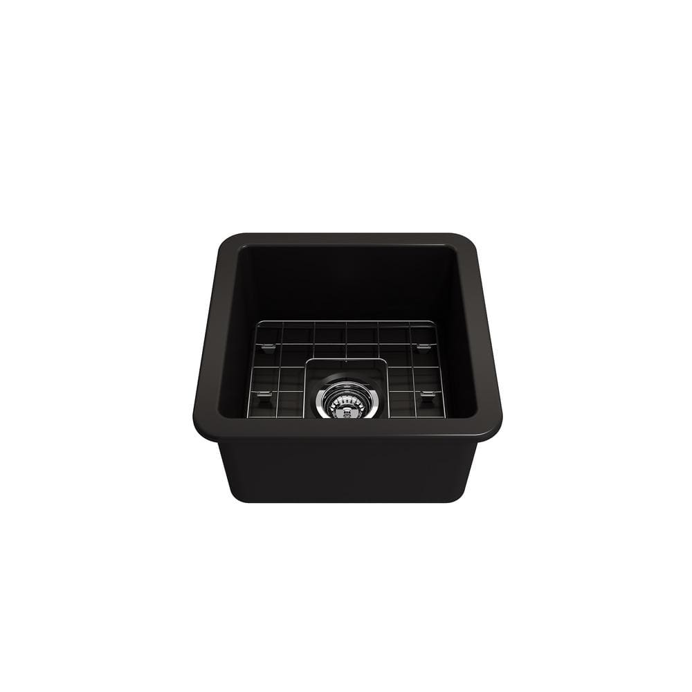 Matte Black Fireclay Single Bowl Drop-in Kitchen Sink