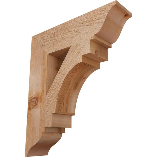 Ekena Millwork 6 in. x 28 in. x 24 in. Western Red Cedar Merced Traditional Rough Sawn Bracket
