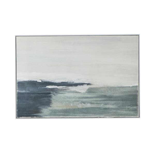 Miscool Anky Framed Art Print 48 in. x 32.3 in. Large Rectangle Framed Wall Art Ocean Waves Canvas Print