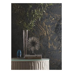 Ronald Redding Black Polished Marble Wallpaper, 27-in by 27-ft