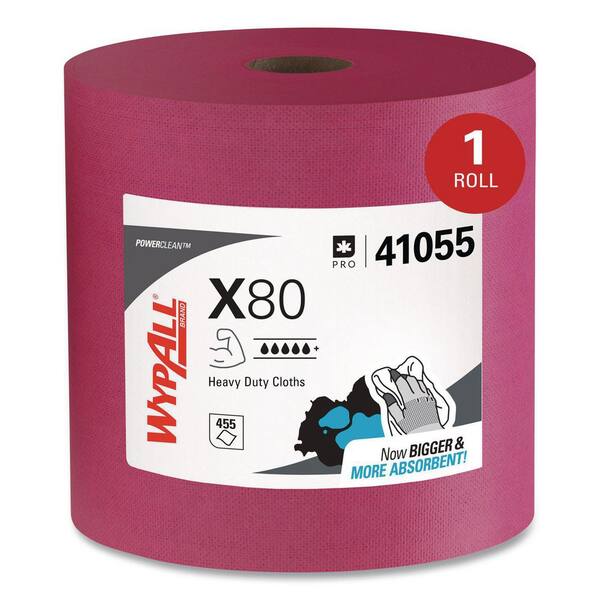 WYPALL X80 HYDROKNIT 12.5 in. x 13.4 in. Red Microfiber Cloth, Jumbo Roll (475-Wipers/Roll)