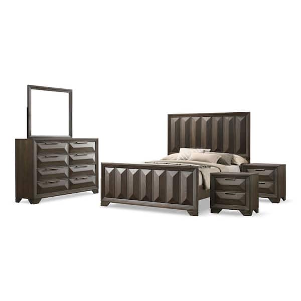 Pinnete 5-Piece Espresso Wood King Bedroom Set