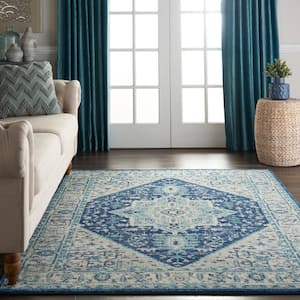 Tranquil Ivory/Navy 4 ft. x 6 ft. Persian Vintage Area Rug
