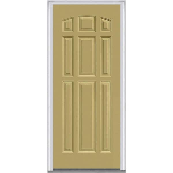 MMI Door 36 in. x 80 in. Right-Hand Inswing 9-Panel Classic Painted Fiberglass Smooth Prehung Front Door