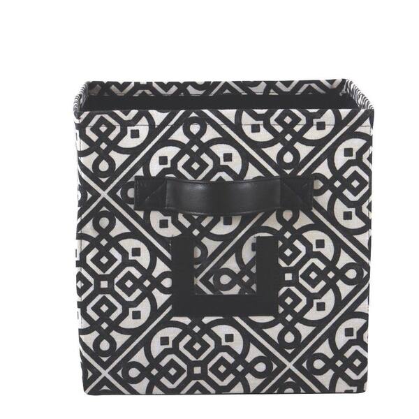 Home Decorators Collection 10.75 in. W x 11 in. H Black Lace Fabric Storage Bin with Handle