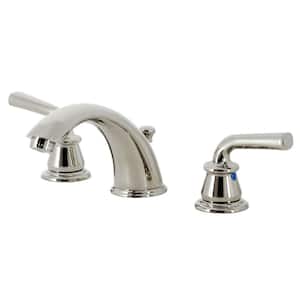 Restoration 2-Handle 8 in. Widespread Bathroom Faucets with Plastic Pop-Up in Polished Nickel