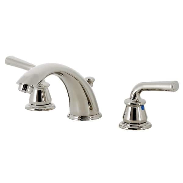 Restoration 2-Handle 8 in. Widespread Bathroom Faucets with Plastic Pop-Up in Polished Nickel