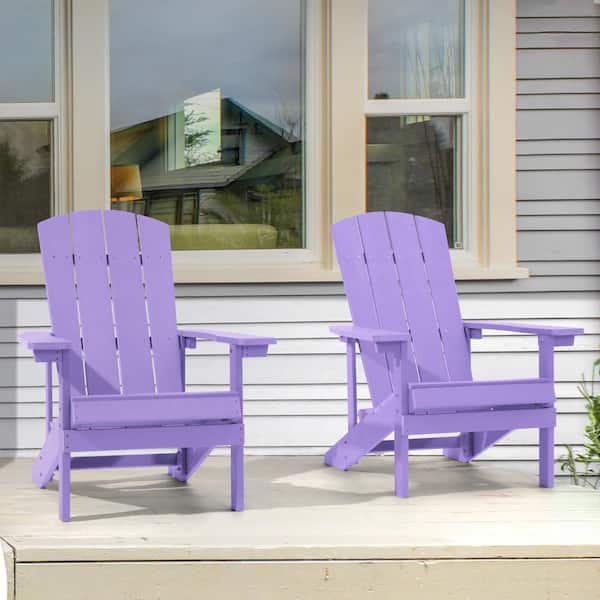 JOYESERY Purple Weather Resistant HIPS Plastic Adirondack Chair for Outdoors (2-Pack)