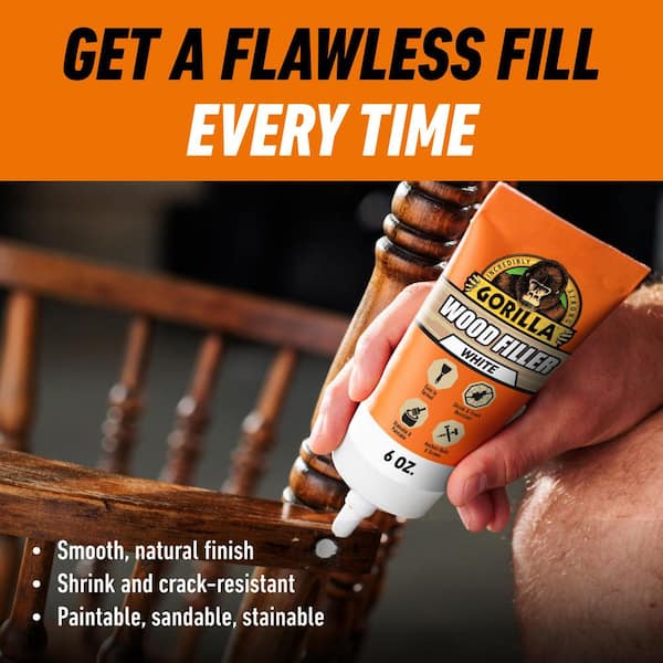 Gorilla 6 oz. Wood Filler Tuber White (6-Pack) 112124 - The Home Depot