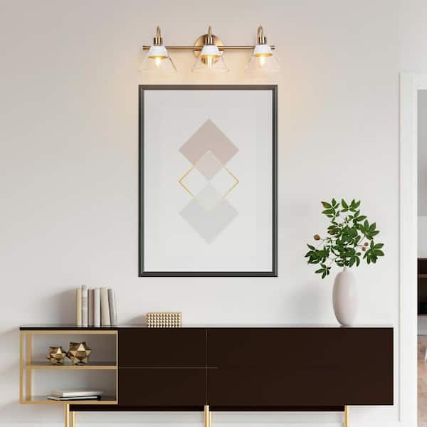 21 in. 3-Light White and Gold Vanity Light