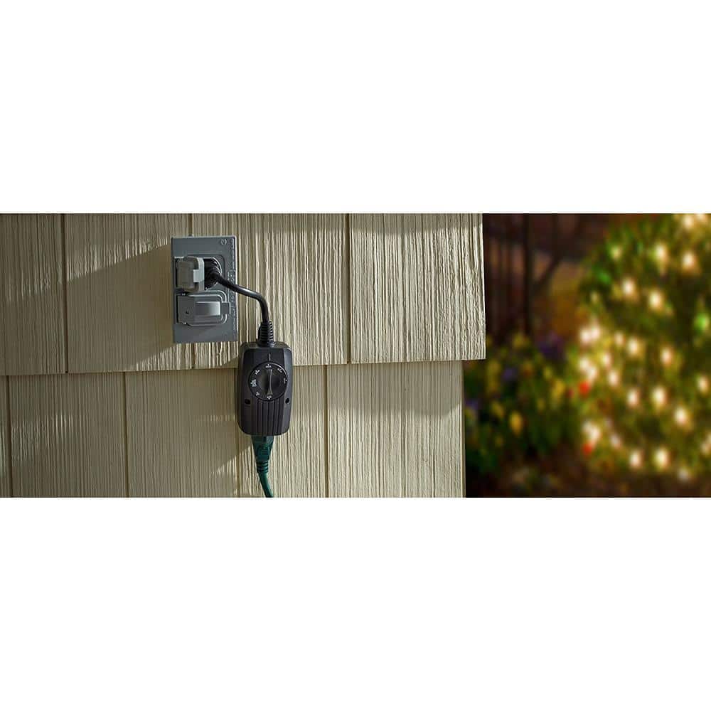 Black Outdoor Mechanical Light Sensor Timer with Photocell
